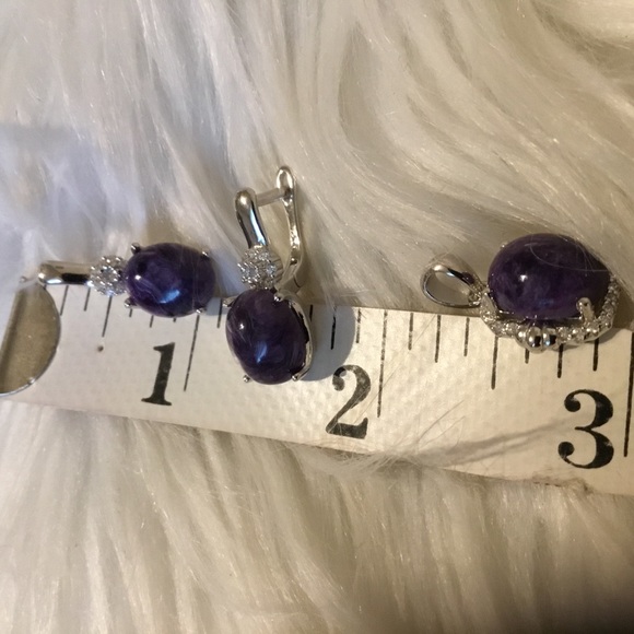 NWOT Vintage Genuine Russian Chariot & Diamond Cut Sapphire Earrings & Pendan - Picture 11 of 12